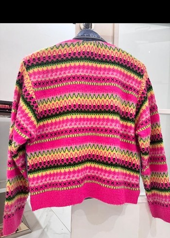 Renkli Örgü Detaylı Kadın Kot Ceket - Görsel 6