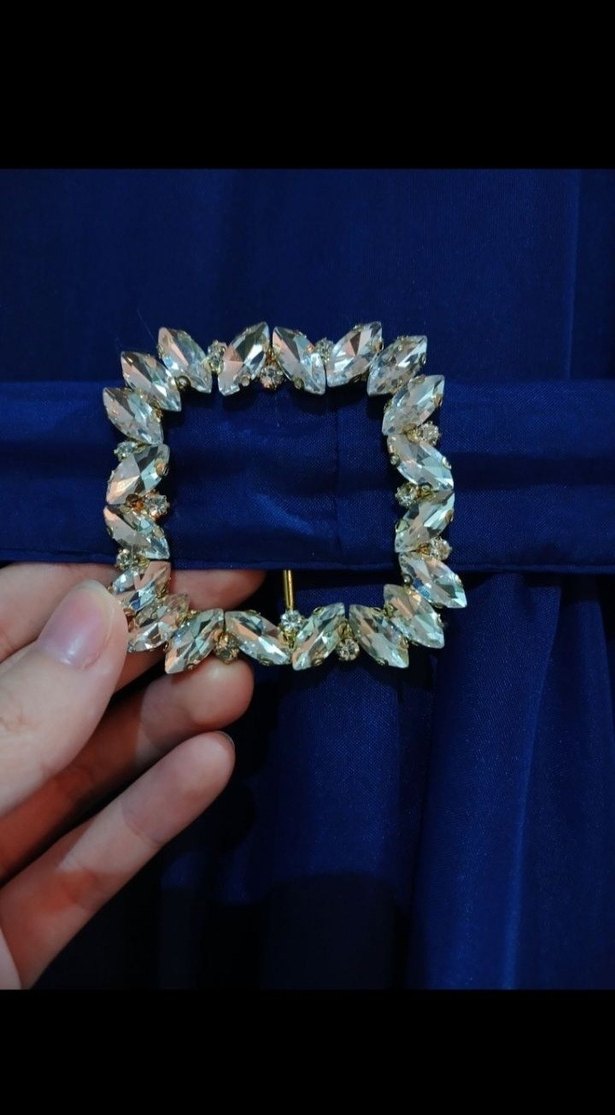 Lacivert prenses Uzun Abiye Elbise tesettür - Görsel 4