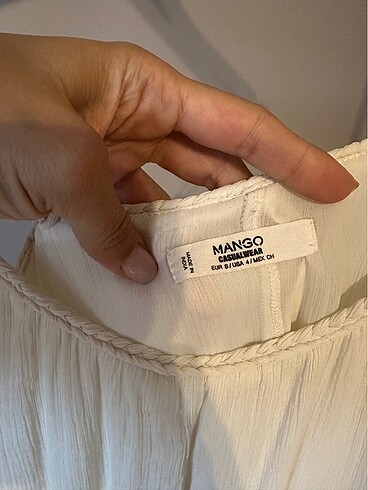 m Beden Mango Ekru Şifon Elbise