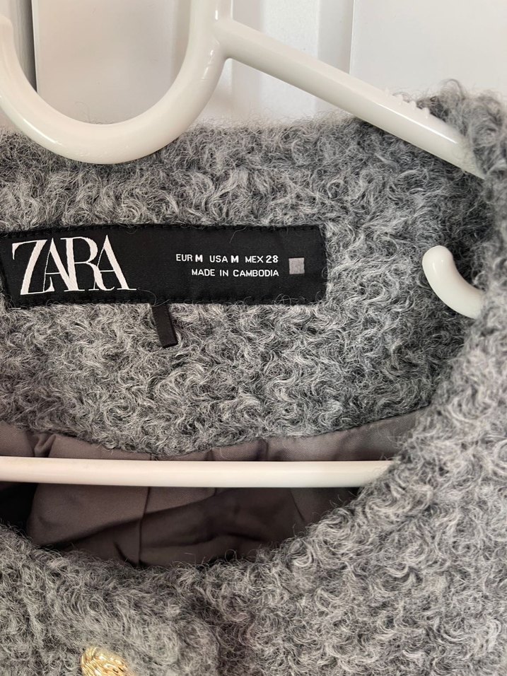 Düğmeli Gri Kadın Yün Kaban - Görsel 2