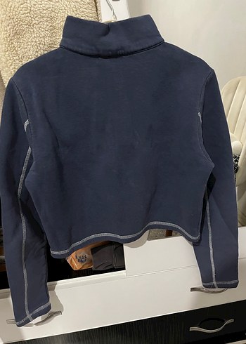 Defacto Fermuarlı, Yüksek Yakalı Mavi Sweatshirt