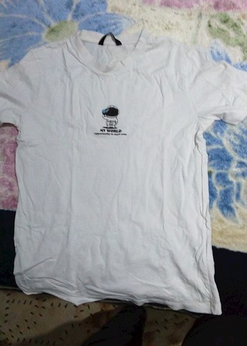 Erkek Beyaz Kısa Kollu Pamuklu Tişört - Görsel 2