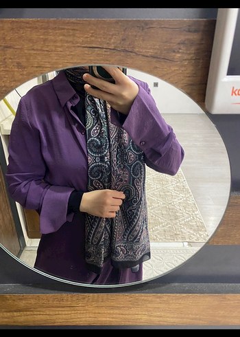 s Beden Mor Uzun Kollu Düğmeli Kadın Elbise