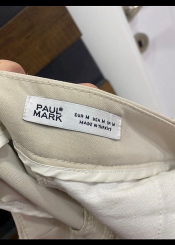 m Beden Paulmark Bej Kadın Kumaş Pantolon Kemerli Midi Boy
