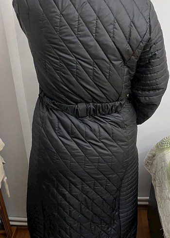 Kürklü Siyah Kadın Uzun Mont L - Görsel 3