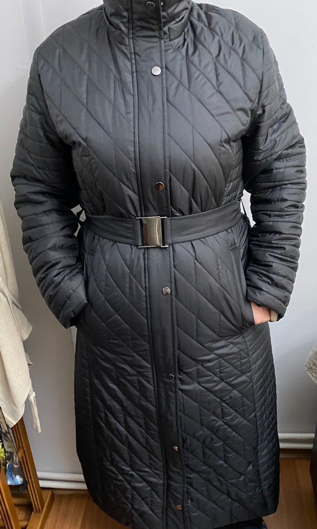 Kürklü Siyah Kadın Uzun Mont L - Görsel 2