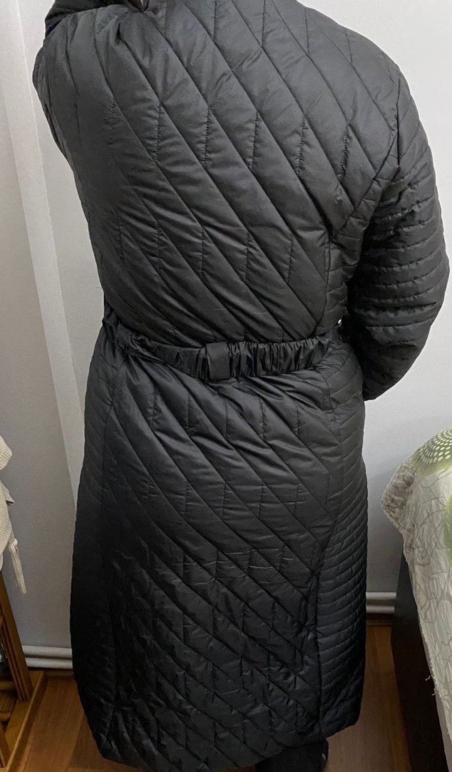 Kürklü Siyah Kadın Uzun Mont L - Görsel 3