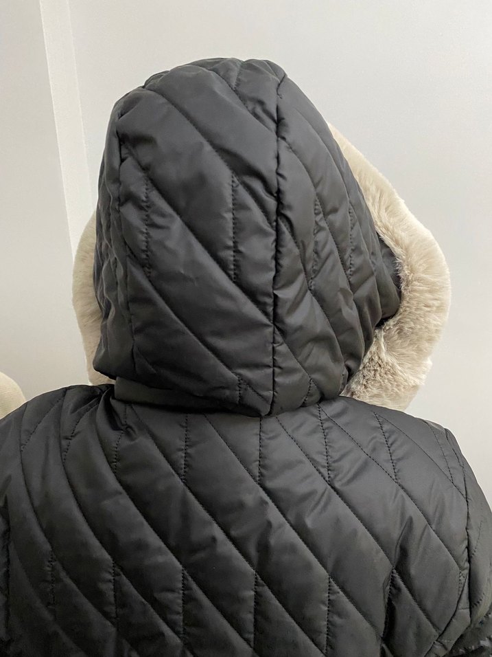 Kürklü Siyah Kadın Uzun Mont L - Görsel 5