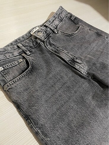 40 Beden pull&bear gri baggy jean