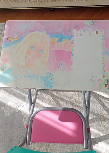 Pastel Pembe Çocuk Sandalyesi ve Masası - Görsel 6