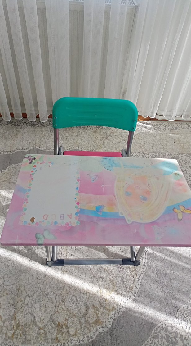 Pastel Pembe Çocuk Sandalyesi ve Masası - Görsel 2