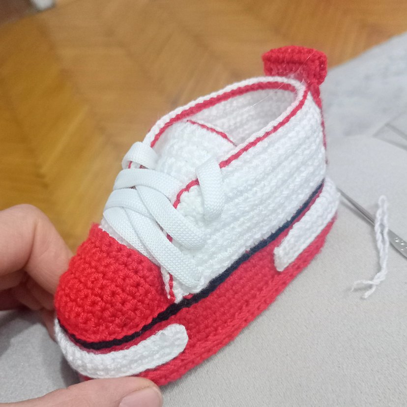 Kırmızı Örgü Erkek Bebek Patik - Görsel 2