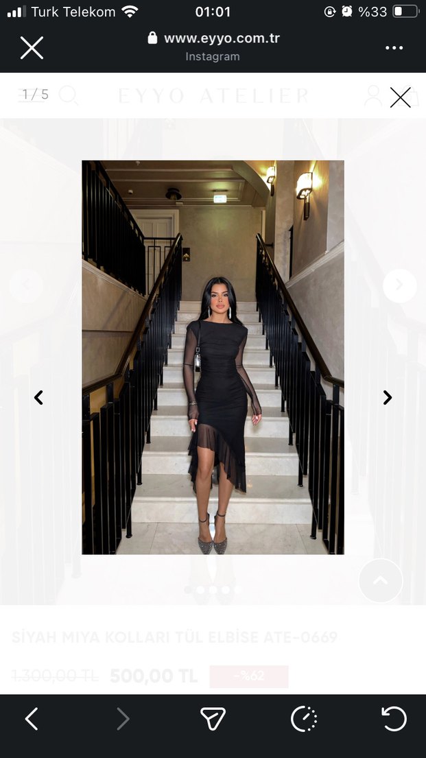 Siyah Tül midi Elbise, Dar Kesim, Pileli - Görsel 3