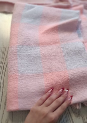 Pembe Ekose Desenli Pastel Şal kadın