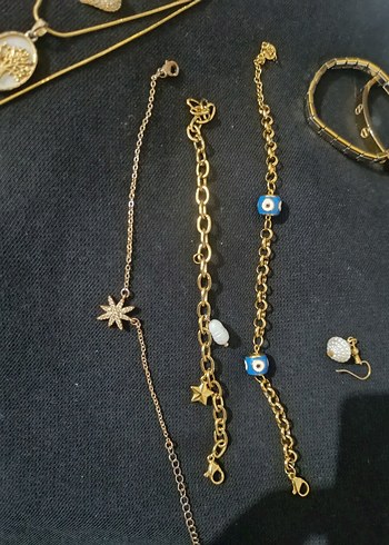 Altın Zincir Detaylı Bohem Kadın Takı Seti Çelik - Görsel 3