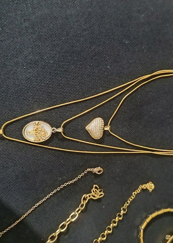 Altın Zincir Detaylı Bohem Kadın Takı Seti Çelik - Görsel 2