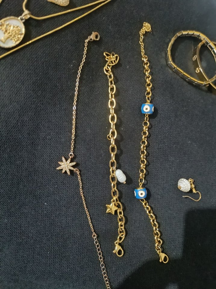Altın Zincir Detaylı Bohem Kadın Takı Seti Çelik - Görsel 3
