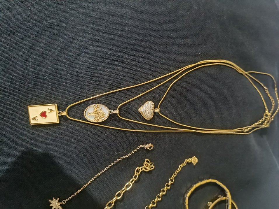 Altın Zincir Detaylı Bohem Kadın Takı Seti Çelik - Görsel 2