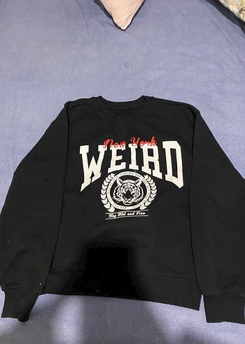 Siyah Baskılı Kadın Sweatshirt