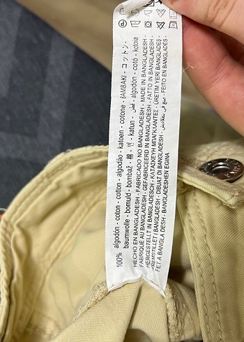 Bershka Bej Pamuklu Rahat Kesim Kadın Kargo Pantolon - Görsel 6