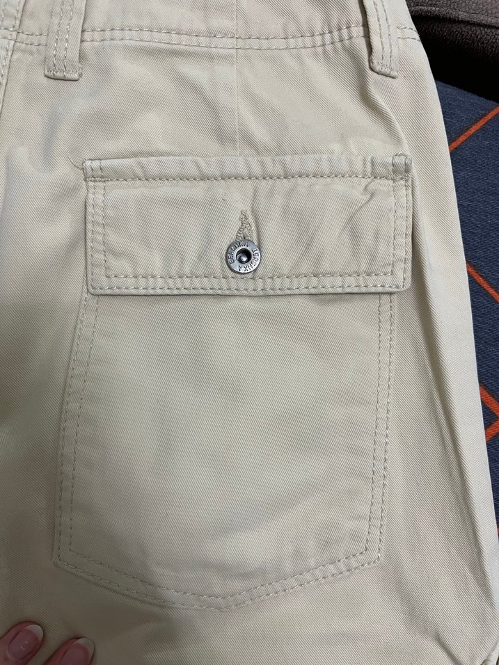 Bershka Bej Pamuklu Rahat Kesim Kadın Kargo Pantolon - Görsel 3