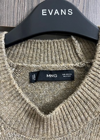 Mango Boğazlı Çizgili Kahverengi Triko Kazak - Görsel 4