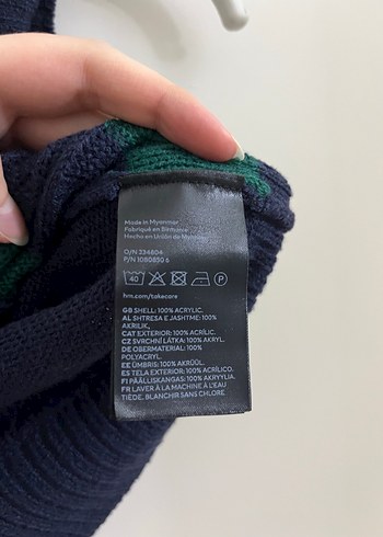 H&M Yeşil Lacivert Kısa Örgü Kadın Süveter - Görsel 4