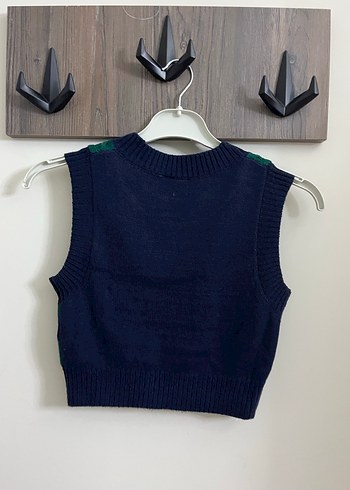 H&M Yeşil Lacivert Kısa Örgü Kadın Süveter - Görsel 2