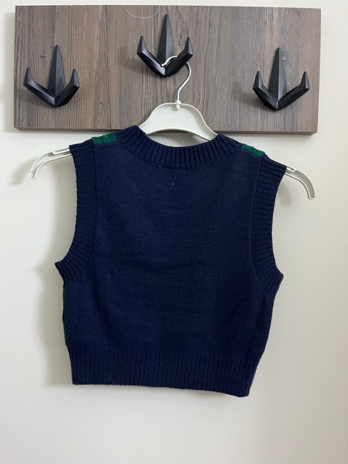 H&M Yeşil Lacivert Kısa Örgü Kadın Süveter - Görsel 2