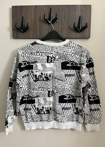 Baskılı Gri Beyaz Kadın Sweatshirt - Görsel 2