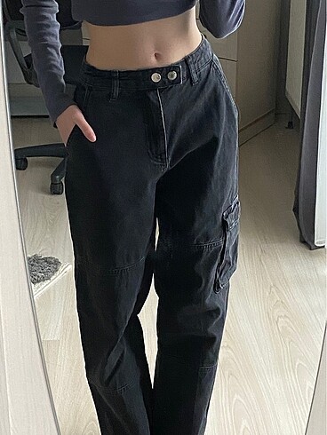 siyah kargo jean