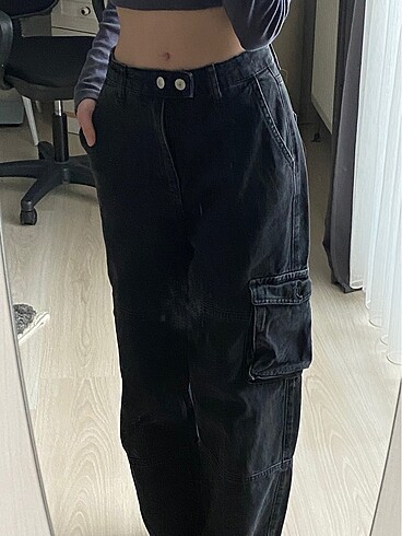 34 Beden siyah kargo jean