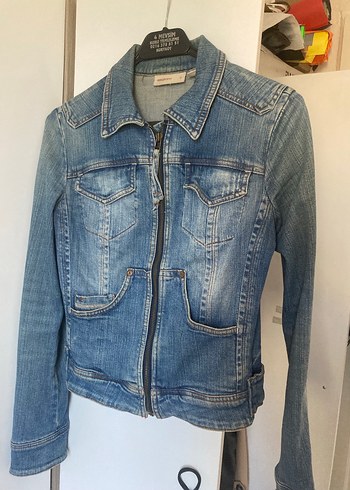 Düğmeli Mavi Kadın Denim Ceket - Görsel 2