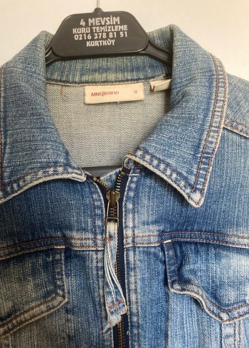 Düğmeli Mavi Kadın Denim Ceket - Görsel 4