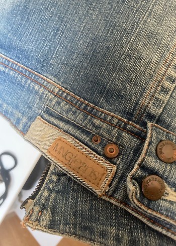 Düğmeli Mavi Kadın Denim Ceket - Görsel 5