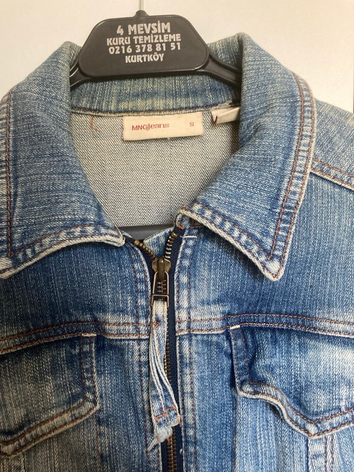 Düğmeli Mavi Kadın Denim Ceket - Görsel 4
