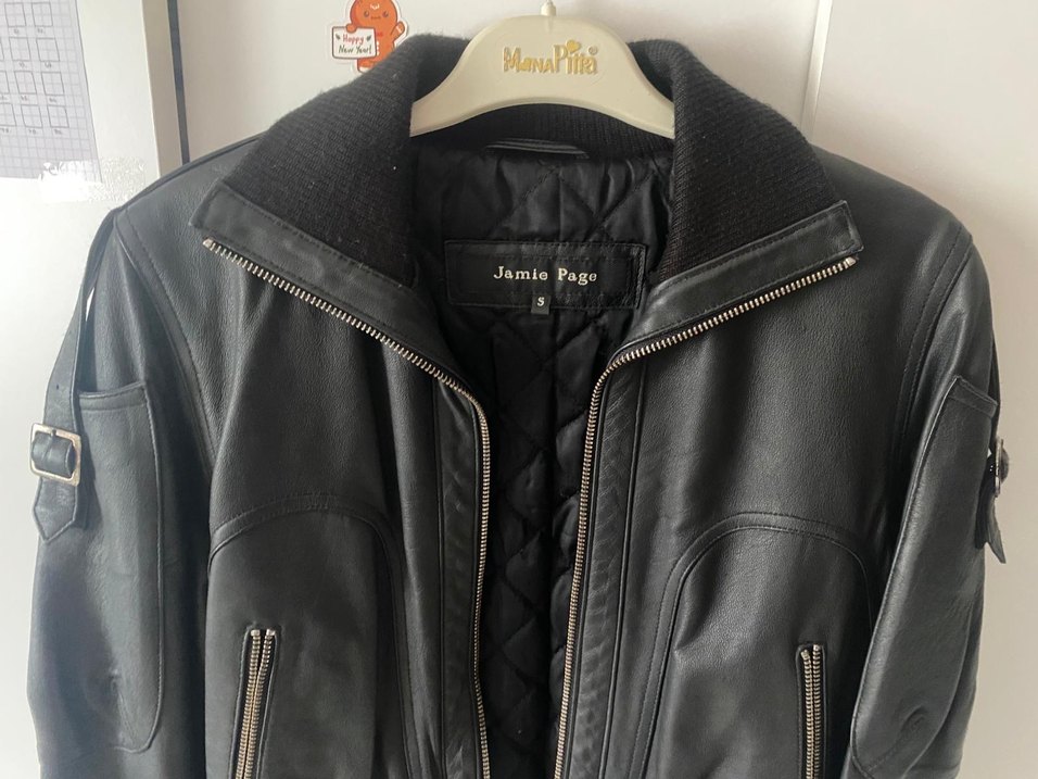 Siyah Deri Kadın Biker Mont - Görsel 4