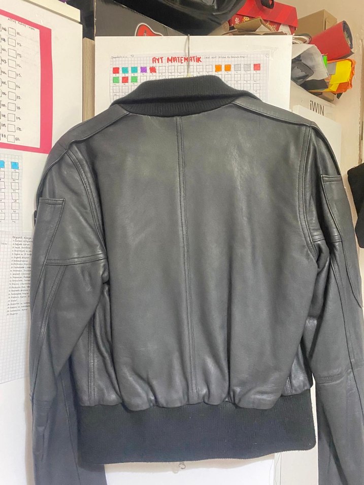 Siyah Deri Kadın Biker Mont - Görsel 3