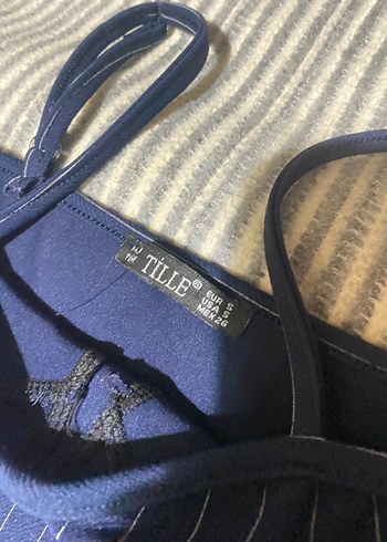 Lacivert Çizgili İnce Askılı Bustiyer - Görsel 2