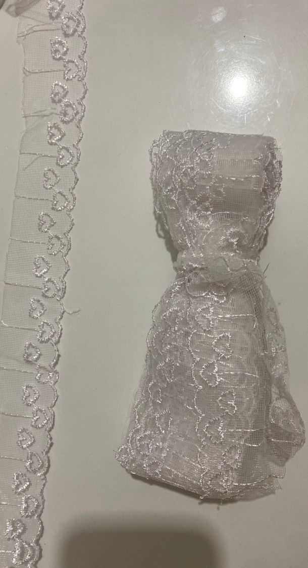 Güpür fisto Kalpli Nakışlı Beyaz - Görsel 2