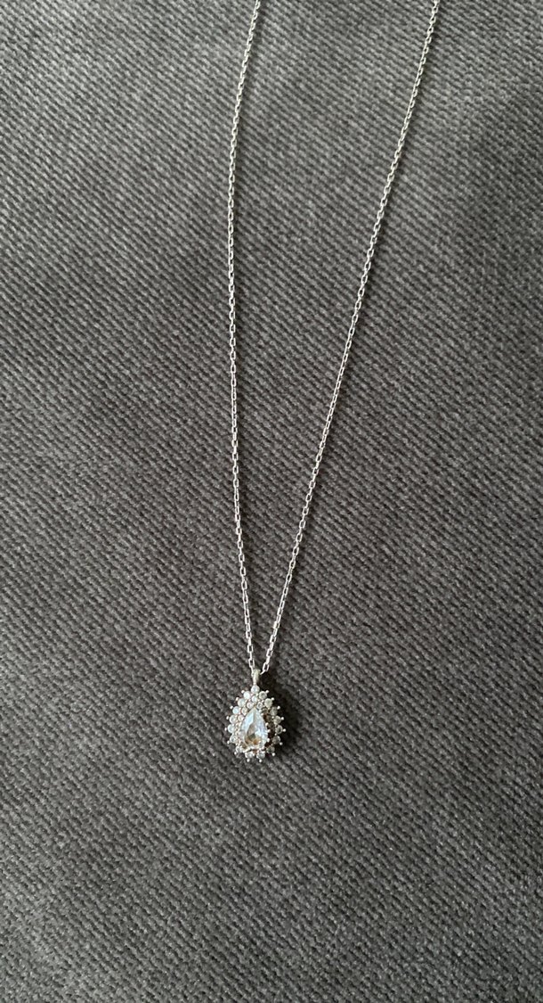 Gümüş 925 ayar damla kolye pazarlık payı var - Görsel 3