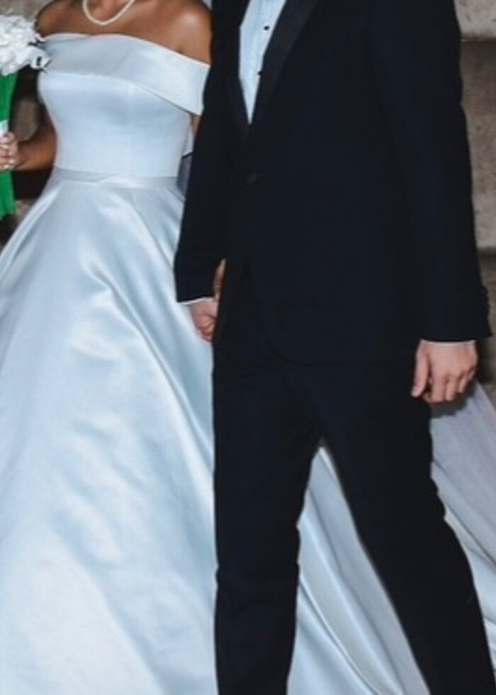 Kayık Yaka Saten Gelinlik - Görsel 2