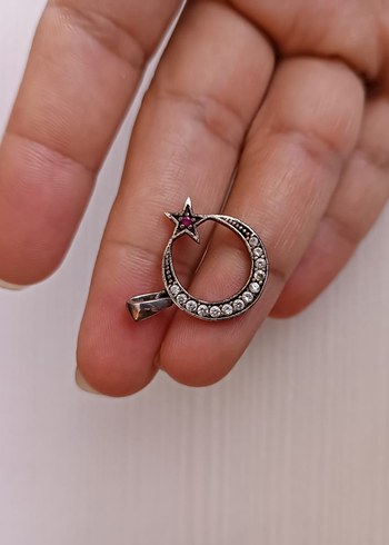 Diğer Ay yıldızlı kolye küpe seti 925 ayar gümüş