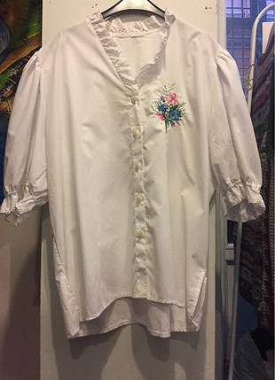 diğer Beden kısa kollu oversize vintage gömlek