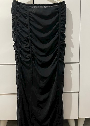 Siyah Drapeli Uzun Gotik Kadın Etek