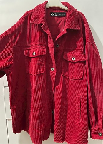 Zara Kırmızı Kadın Midi Ceket Düğmeli