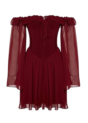 Trendyol bordo elbise