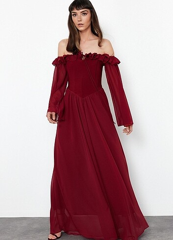 Trendyol & Milla Trendyol bordo elbise