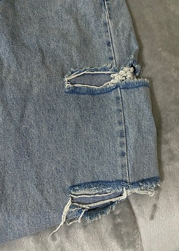 34 Beden mavi Renk Mavi Yırtık Detaylı Kadın Denim Jean