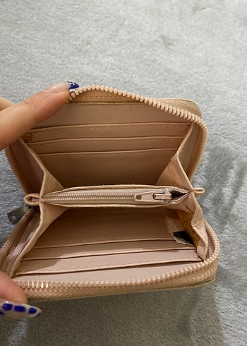 Bej Süet Kadın Fermuarlı Cüzdan - Görsel 4